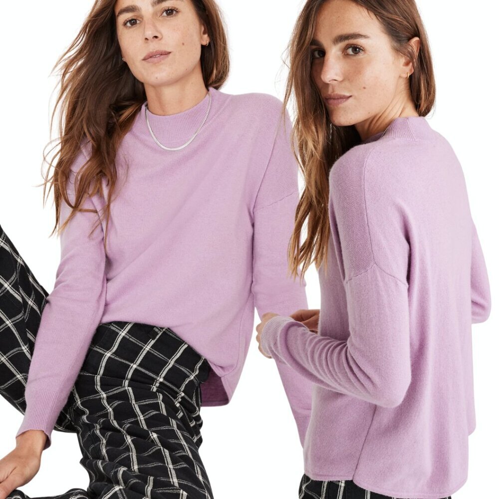 Madewell Ashbury Mockneck Sweater Alpaca Merino Wool Viscose Blend Sz S Lilac